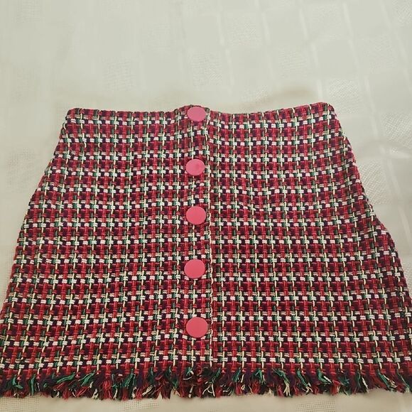 Zara Red and White Embellished Pencil Mini Skirt - Picture 14 of 16